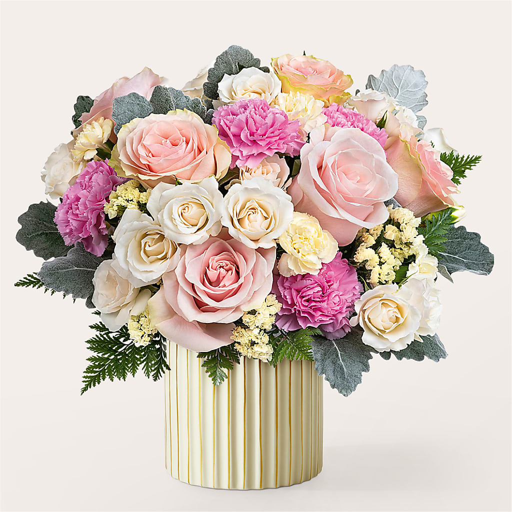 Blissful Moments Bouquet with Ivory Vase – GEHRKE FLORAL & GREENHOUSES, Mondovi WI