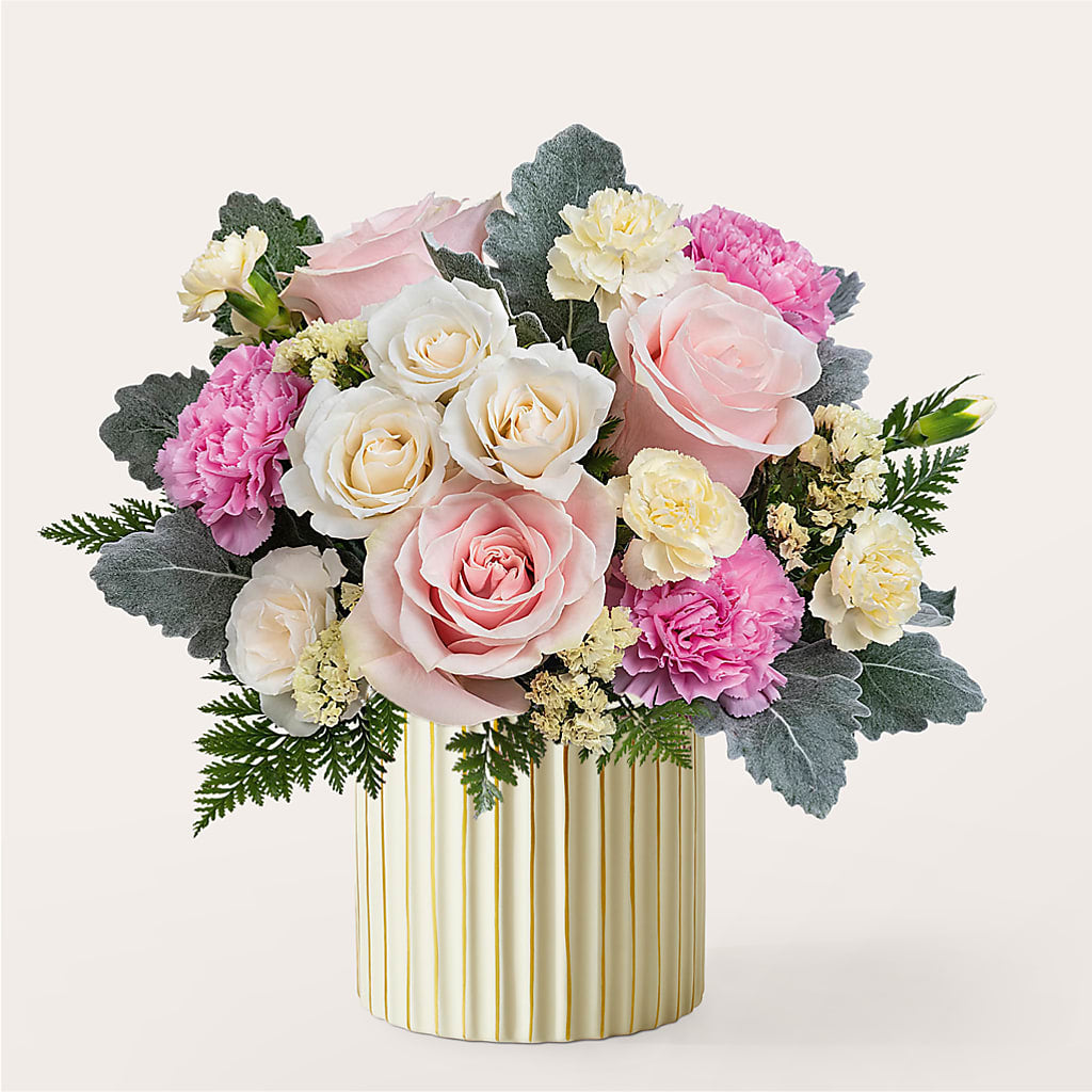 Blissful Moments Bouquet with Ivory Vase – GEHRKE FLORAL & GREENHOUSES, Mondovi WI