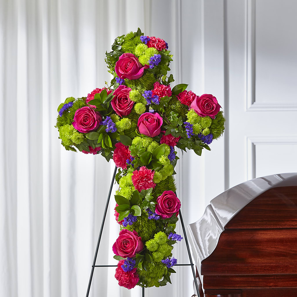 Tribute Rose Floral Cross – GEHRKE FLORAL & GREENHOUSES, Mondovi WI