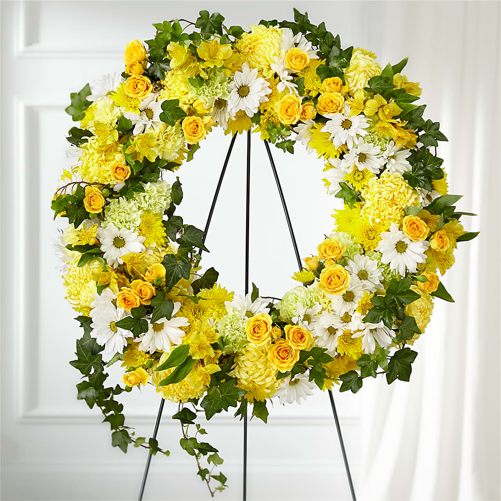 Golden Remembrance Wreath – GEHRKE FLORAL & GREENHOUSES, Mondovi WI