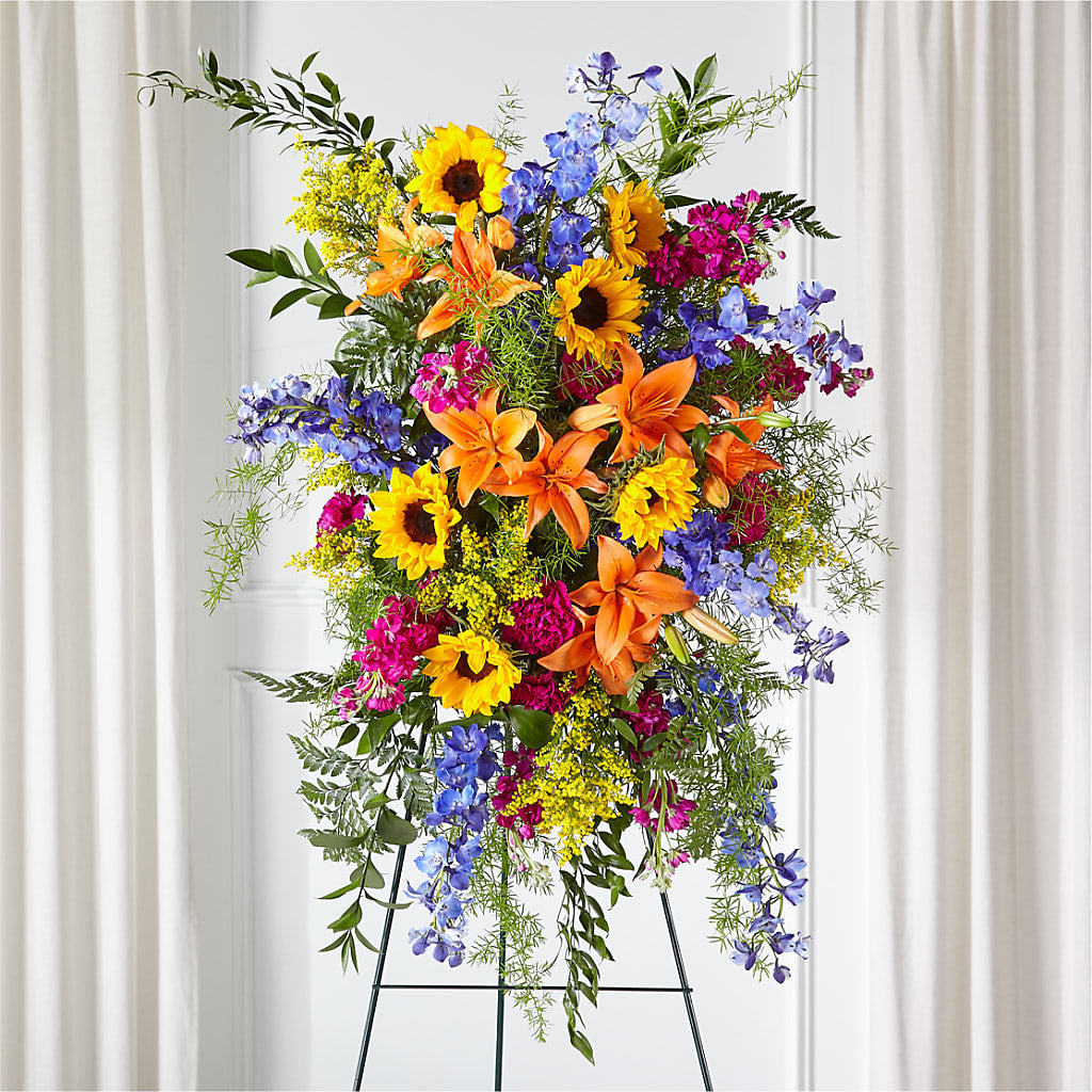Sunlit Memories Standing Spray (Standard) – GEHRKE FLORAL & GREENHOUSES, Mondovi WI