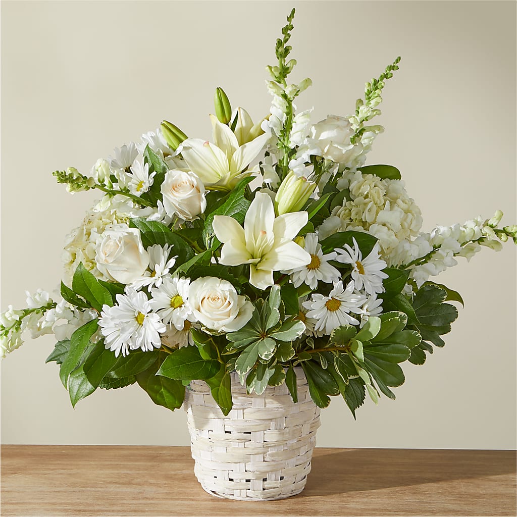 Ivory Elegance Floral Basket – GEHRKE FLORAL & GREENHOUSES, Mondovi WI