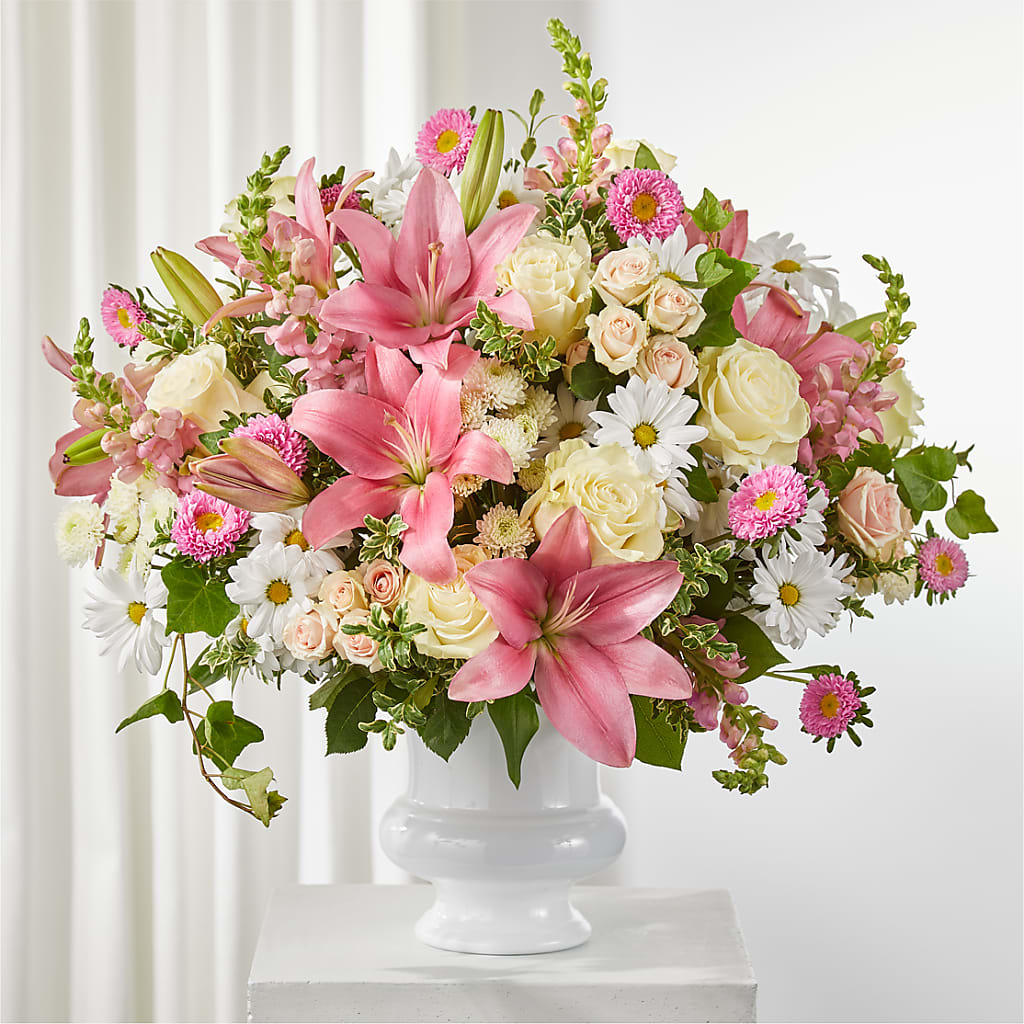 Empathetic Blooms Urn Arrangement – GEHRKE FLORAL & GREENHOUSES, Mondovi WI
