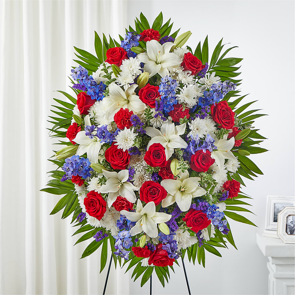 Cherished Service Standing Spray – GEHRKE FLORAL & GREENHOUSES, Mondovi WI