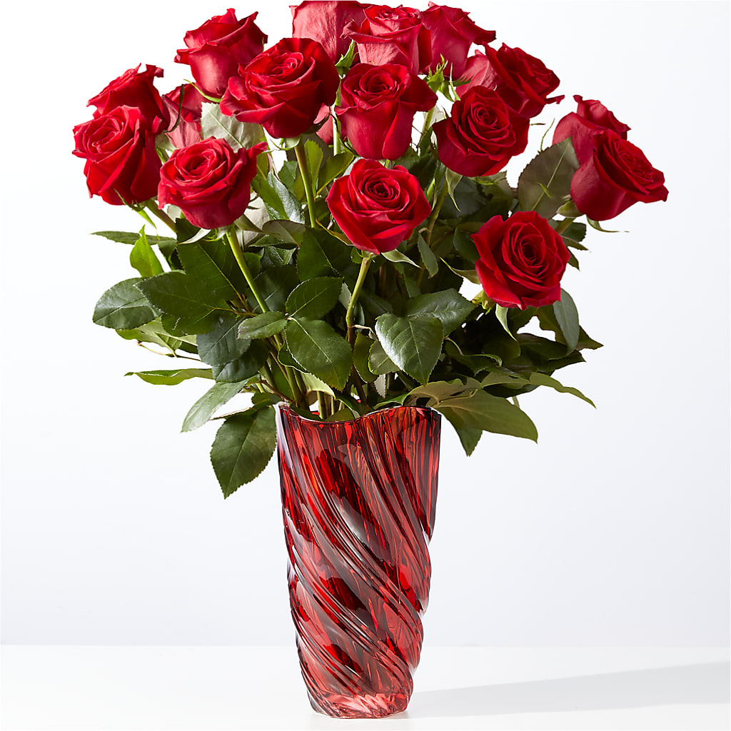 Classic Love Red Rose Bouquet with Luxe Swirl Vase – GEHRKE FLORAL & GREENHOUSES, Mondovi WI