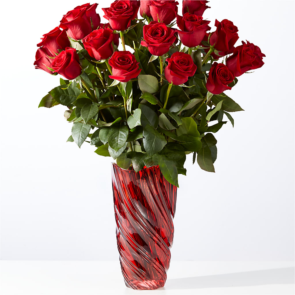 Classic Love Red Rose Bouquet with Luxe Swirl Vase – GEHRKE FLORAL & GREENHOUSES, Mondovi WI