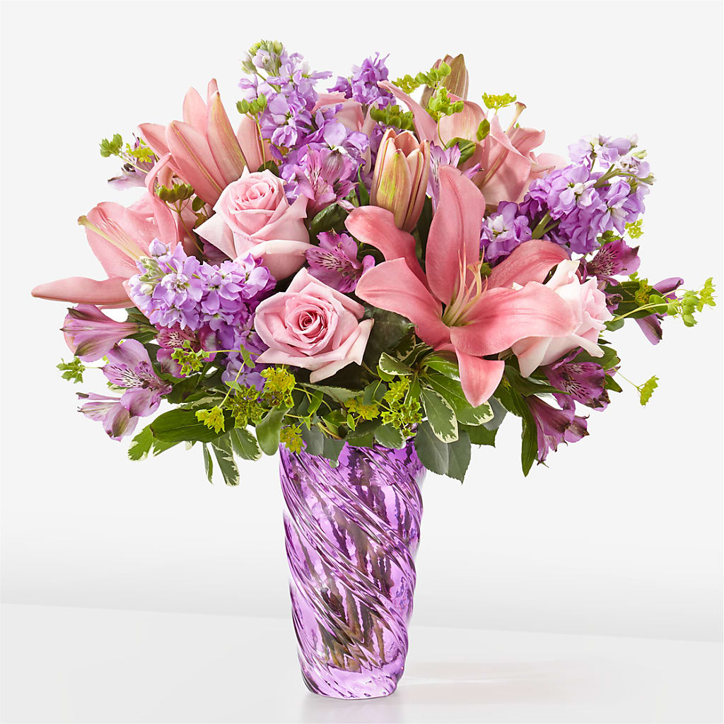 Precious Petals Bouquet with Luxe Swirl Vase – GEHRKE FLORAL & GREENHOUSES, Mondovi WI