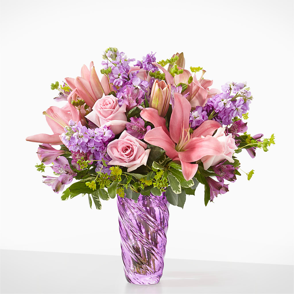 Precious Petals Bouquet with Luxe Swirl Vase – GEHRKE FLORAL & GREENHOUSES, Mondovi WI