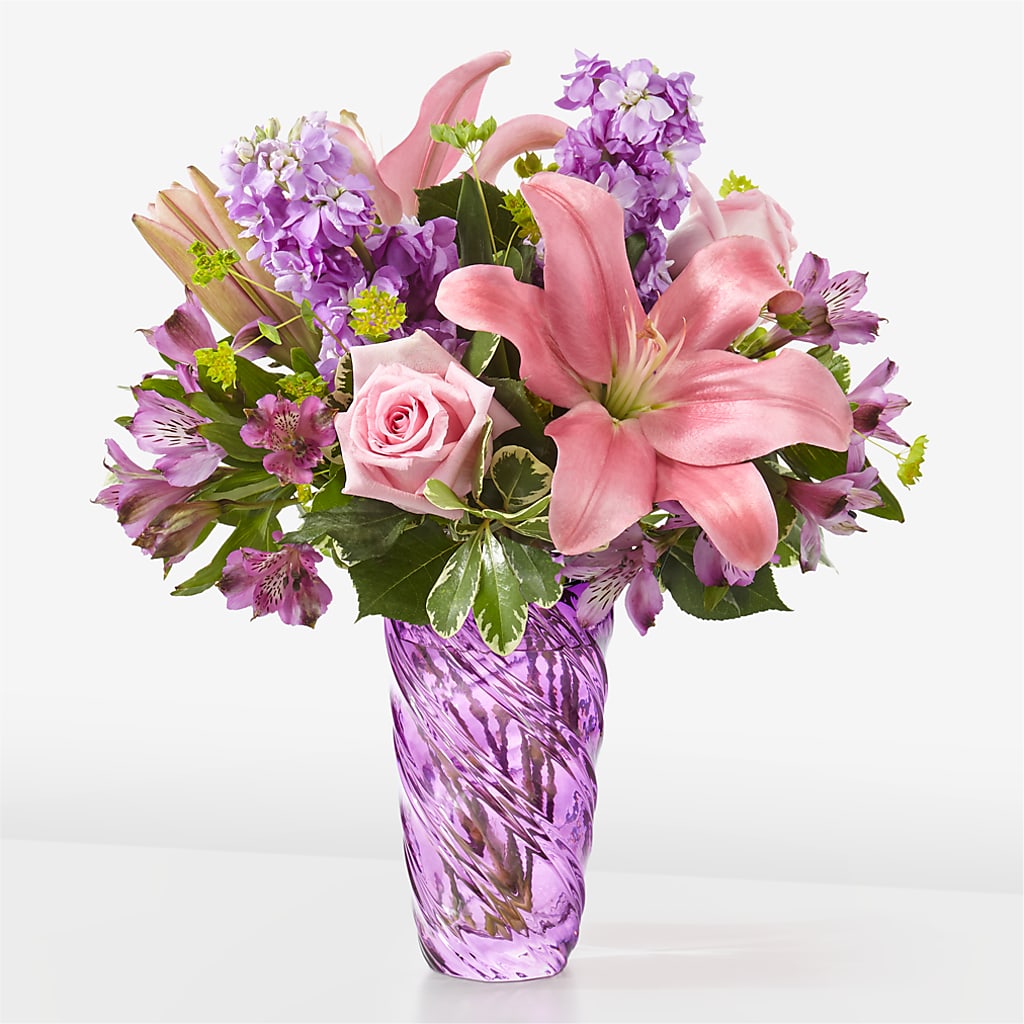 Precious Petals Bouquet with Luxe Swirl Vase – GEHRKE FLORAL & GREENHOUSES, Mondovi WI