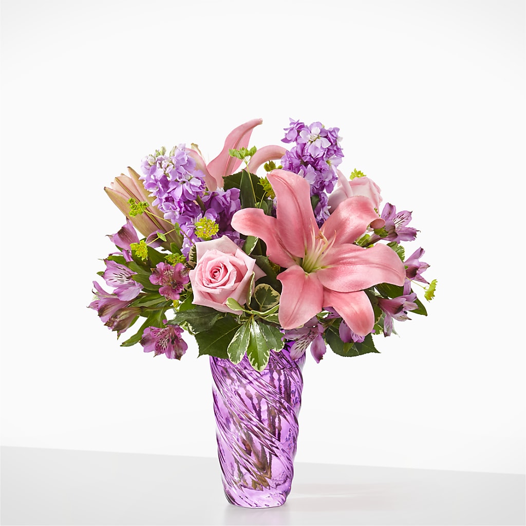 Precious Petals Bouquet with Luxe Swirl Vase – GEHRKE FLORAL & GREENHOUSES, Mondovi WI