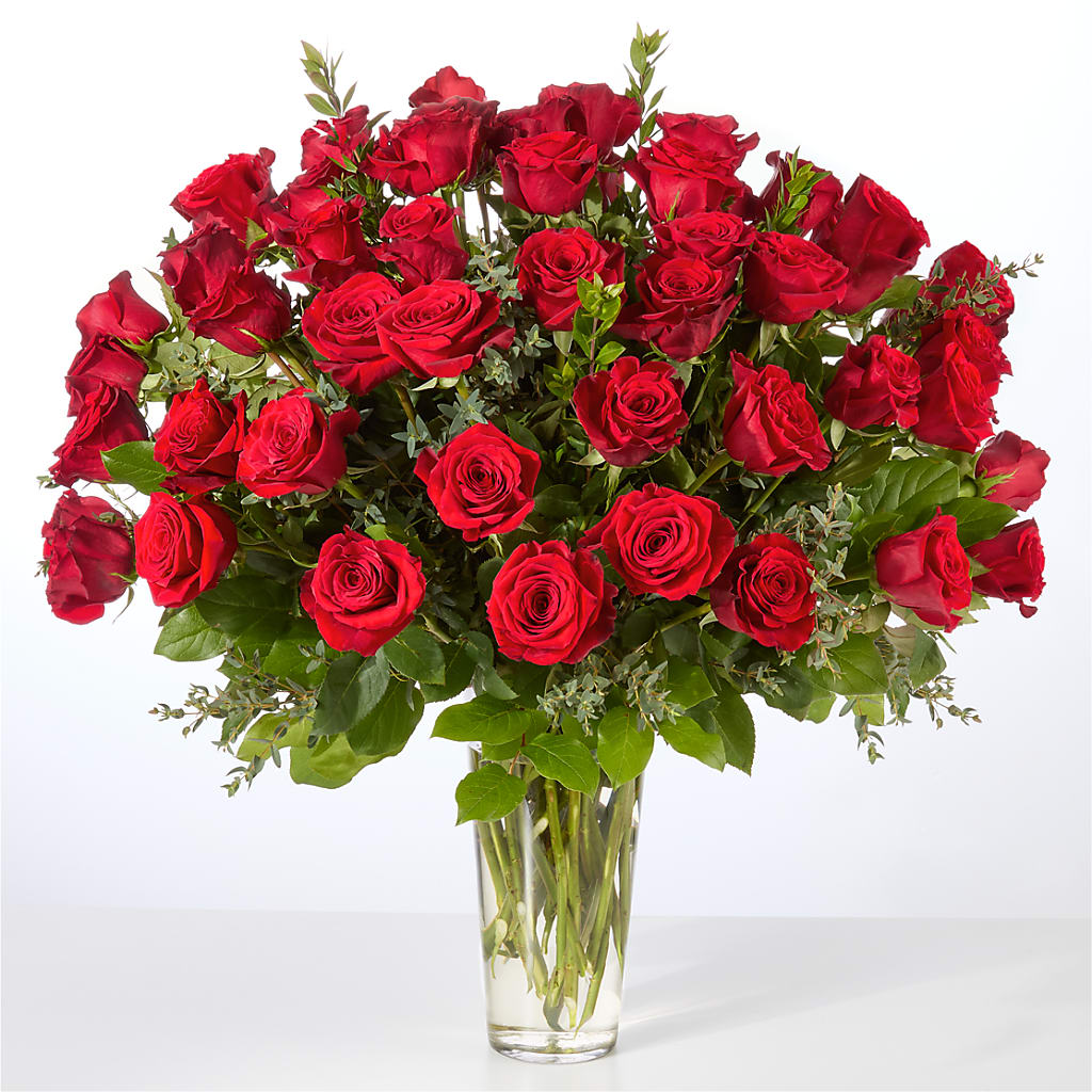 Forever Yours Fifty Stem Red Rose Bouquet – GEHRKE FLORAL & GREENHOUSES, Mondovi WI