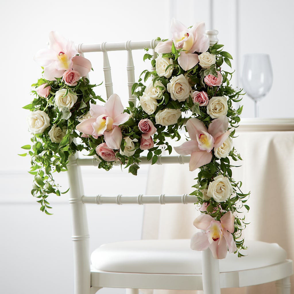 Orchid Rose Chair Décor – GEHRKE FLORAL & GREENHOUSES, Mondovi WI