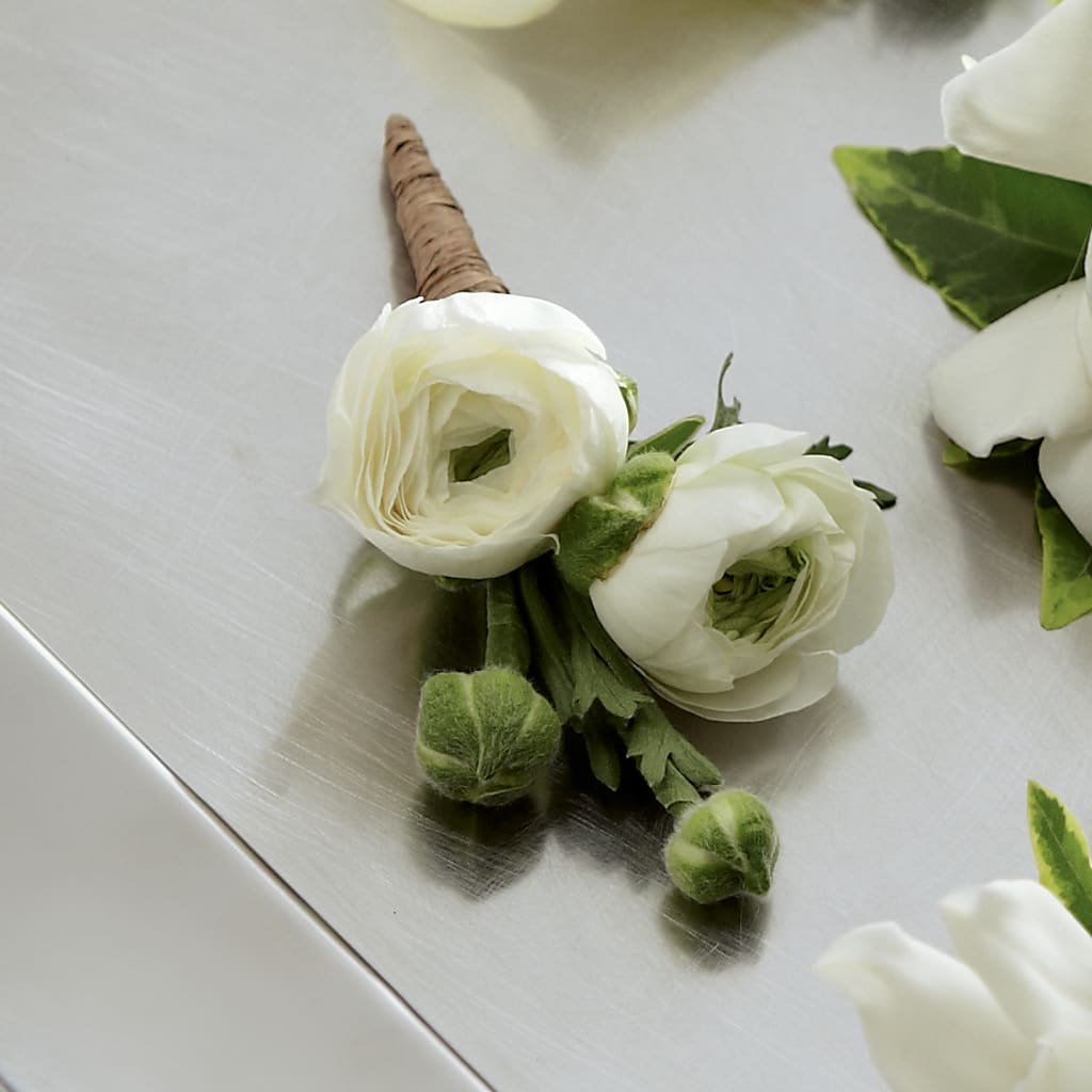 White Ranunculus Boutonniere – GEHRKE FLORAL & GREENHOUSES, Mondovi WI