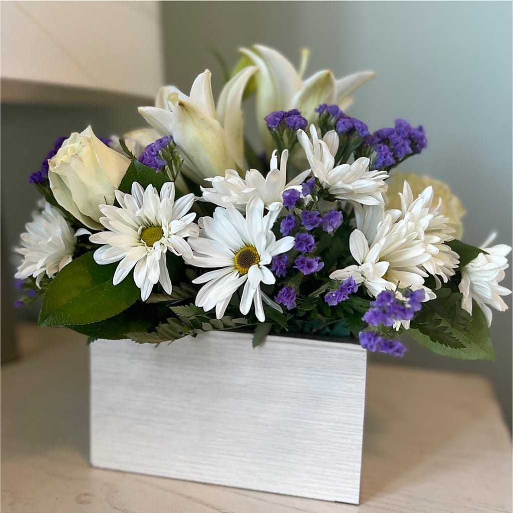 Beyond Blue Box Bouquet – GEHRKE FLORAL & GREENHOUSES, Mondovi WI