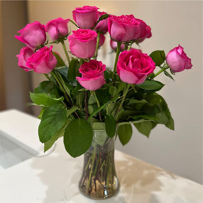 Long Stem Pink Rose Bouquet – GEHRKE FLORAL & GREENHOUSES, Mondovi WI