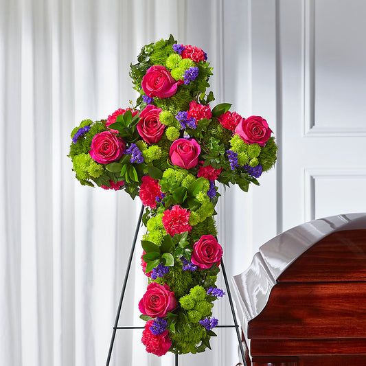 Tribute Rose Floral Cross – GEHRKE FLORAL & GREENHOUSES, Mondovi WI