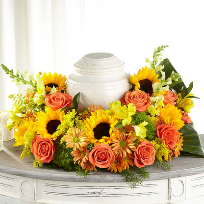 Faithful Sunflower Cremation Adornment – GEHRKE FLORAL & GREENHOUSES, Mondovi WI