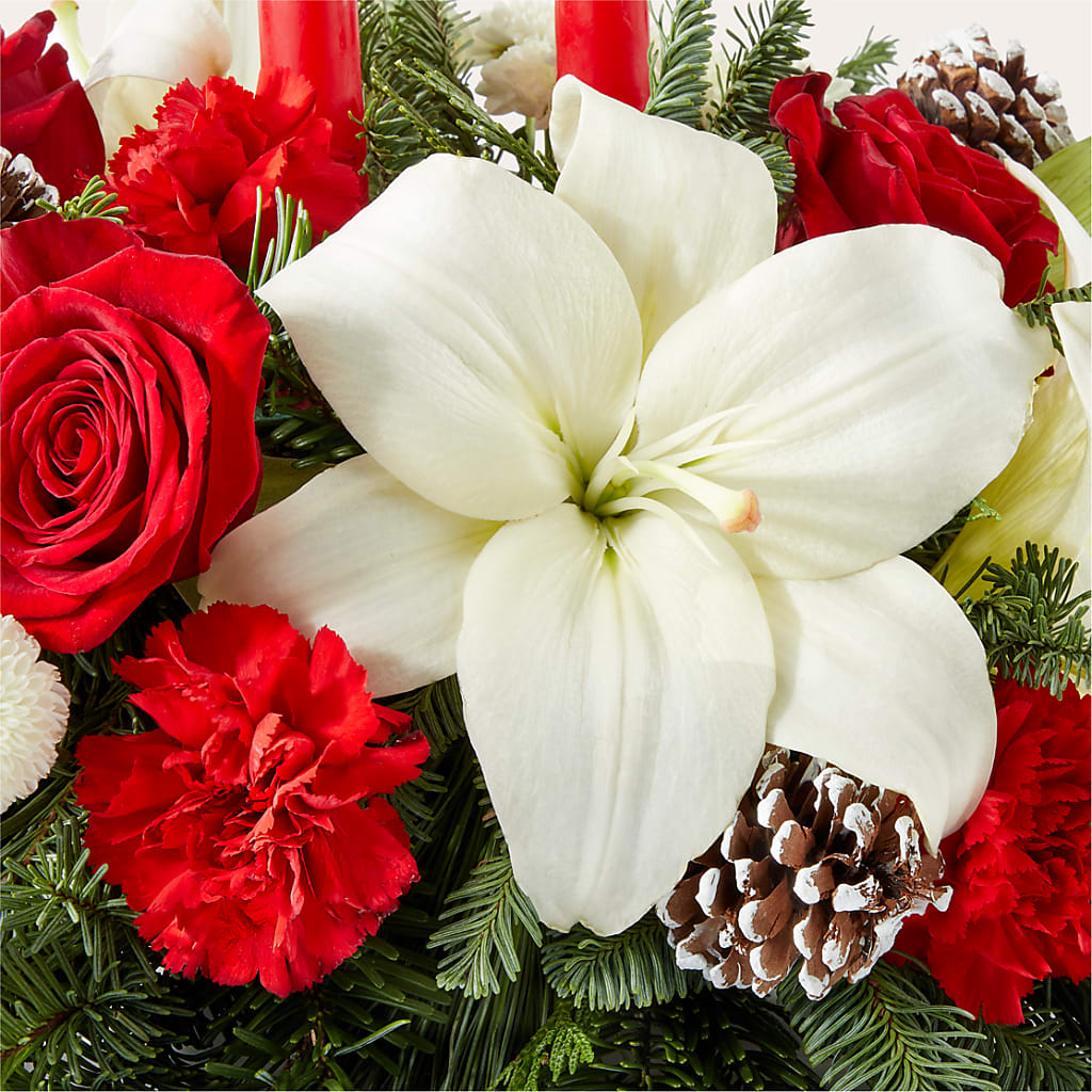 Seasonal Festivities Centerpiece – GEHRKE FLORAL & GREENHOUSES, Mondovi WI