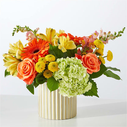Autumn Sunshine Bouquet with Ivory Vase – GEHRKE FLORAL & GREENHOUSES, Mondovi WI