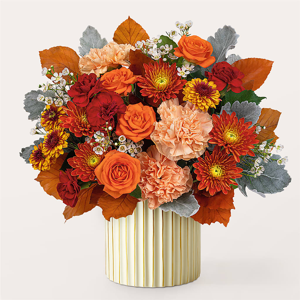 Merlot Bouquet with Ivory Vase – GEHRKE FLORAL & GREENHOUSES, Mondovi WI