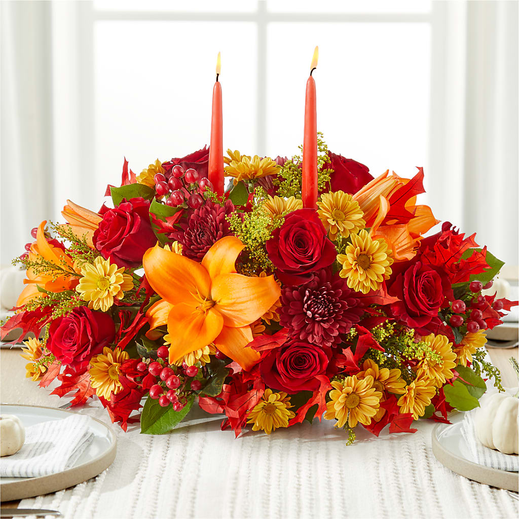 Autumn's Embrace Centerpiece – GEHRKE FLORAL & GREENHOUSES, Mondovi WI