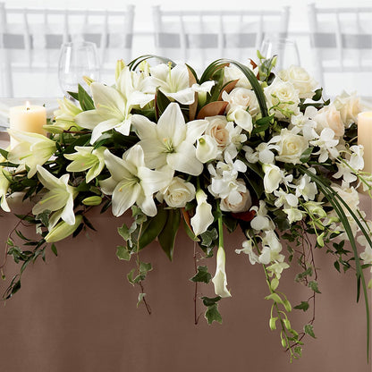 White Linen Arrangement – GEHRKE FLORAL & GREENHOUSES, Mondovi WI