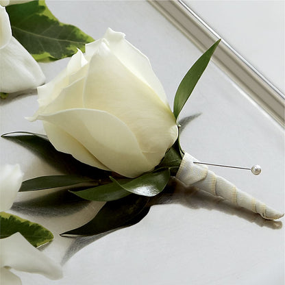 White Rose Boutonniere – GEHRKE FLORAL & GREENHOUSES, Mondovi WI